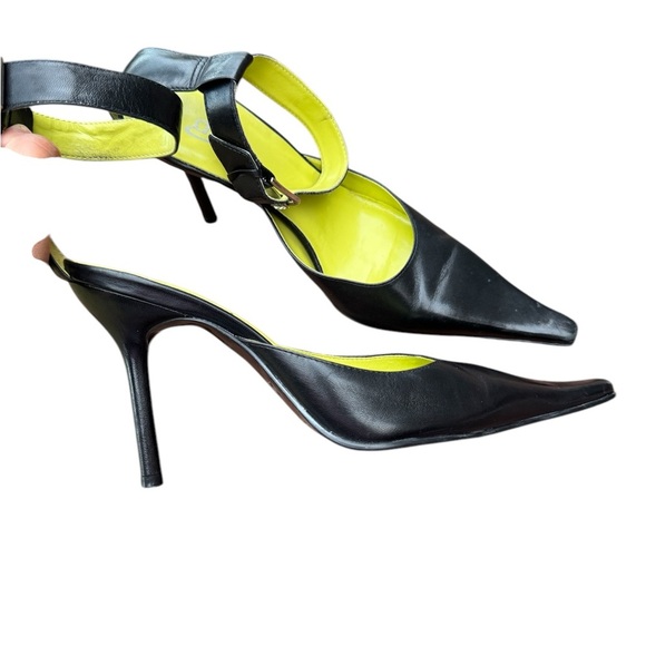 Vintage Y2K Leather 90s pointed  heels by Diba Size 7 - Picture 1 of 6